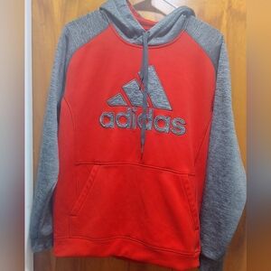 Adidas Men's Hoodie in Red and Gray